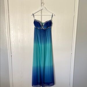 Elegant Blue and Green Ombre Dress